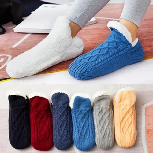 Sanau Sliperi Gwau Sliperi Trwchus Merched Merched Hydref Gaeaf Felfed Cartref Llawr Sanau Non Slip Tiwb Canol Kawaii Sanau Ciwt 1Pair