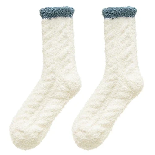 Chaussettes en velours de corail pour femmes, une paire, rembourrées, épaisses, pour sol de maison, chaussettes de sommeil chaudes, en laine