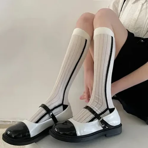 Ciorapi lungi din bumbac cu buline Ciorapi pentru fete dulci Ciorapi pentru genunchi JK Lolita Kawaii Ciorapi drăguți înalți pe coapsă Ciorapi în stil japonez Nou