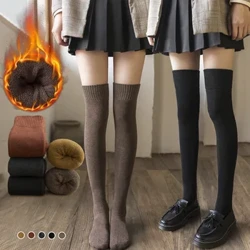 Calcetines largos de terciopelo de invierno para mujer, medias gruesas por encima de la rodilla, medias altas hasta el muslo, calcetines cálidos por encima de la pantorrilla, calcetín de Cosplay Lolita Jk