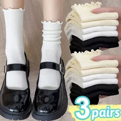 Bông tai kẹp Xù Tất Nữ Cô Gái Bông Ngọt Ngào Giữa Ống Đen Trắng Tất Jk lolita Mềm Mại Thoáng Khí Mắt Cá Chân Rời Ngắn sock