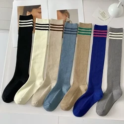 Chaussettes longues rayées Style collégial pour femmes, bas en coton tricoté pour femmes, bas d'automne et d'hiver pour écolières JK