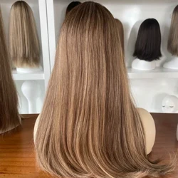 Eiropas matu medus Blond Krāsa Košera Cilvēka Matu Parūkas Ebreju mežģīņu parūkas 100% cilvēku mati Mežģīņu parūkas