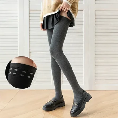 JK Lolita Solid Faarf Knéi Oberschenkel Strümpfe Koteng Damen Strümpfe 80cm Hierscht Wanter Warm Lang Socken Oberschenkel Héich Strümpfe
