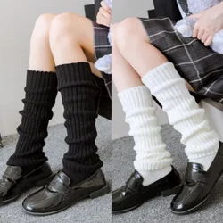 Calentadores de piernas calcetines largos tejidos cubierta de pierna de lana gruesa Otoño Invierno calcetines tejidos JK Lolita Y2K accesorios de ropa de moda