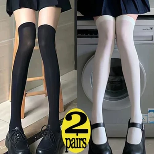 1/2 Đôi Ngọt Ngào Trên Đầu Gối Dài Tất Nữ Girs Gợi Cảm Nylon Bắp Chân Tất Đùi Vớ Cổ Cao Legging JK lolita Cosplay Quần