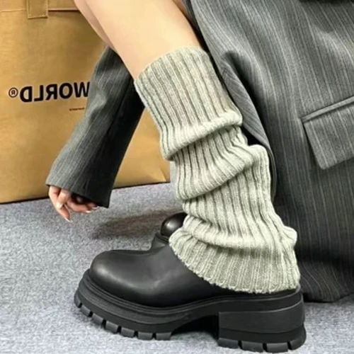 Calcetines largos tejidos para mujer, calentadores de piernas Jk Lolita, estilo coreano Y2k, Punk, gótico, de ganchillo, puños para botas, otoño e invierno, novedad de 2024
