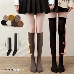 Mujeres sobre calcetines de rodilla SOILD SOCKS LARGOS MOSTROS CALIENTOS Calcetines Altos de invierno Lolita JK Coscentaje Presión de rodilla de la rodilla Medias largas