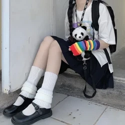 Gothic Bao Tay Chân Phong Cách Hàn Quốc Nhật Bản JK Đồng Nhất Tất Dài Quần Legging Dệt Kim Đống Lên Đầu Gối Y2K Chân Ấm Lên Bao