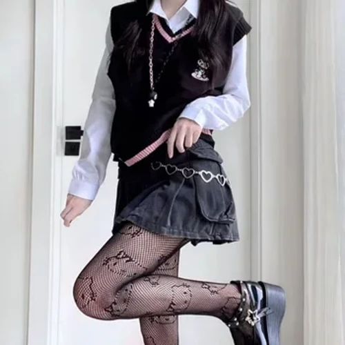 Ženske seksi mačje mrežaste čarape Djevojčice Kawaii Kitty Cartoon Kitten Najlonske mrežaste tajice Visoke elastične najlonske čarape Lolita JK tajice