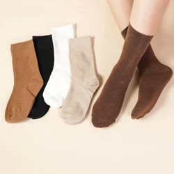 JK – chaussettes mi-mollet de couleur unie pour femme, mignonnes, simples, faciles à assortir, à la mode, confortables, automne et hiver