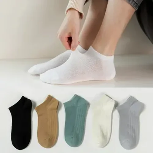 Summer gesträifte Männer Bootsocken Mesh Atmbar Low Cut Casual Massiv Faarf Kotteng Socken Fir Männer Fraen