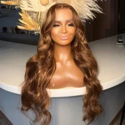 200Density 26''HD Spets Ombre Brown Wave Jewish 5x5 Silk Base Europeiskt människohår Peruk För Kvinnor BabyHår Gluelesss Förplockat