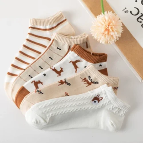 5 Đôi Tất Nữ Thuyền Tất Hoạt Hình Ngắn Dễ Thương Femme Ngộ nghĩnh Mắt Cá Chân Thấp Cắt Cổ Tất Nữ Thoáng Khí Calcetines mujer \ t \ t \ t \ t \ t \ tÁo gile Funny Mùa Hè