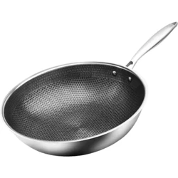 Chảo Inox Bền Chảo Chảo Bếp Gas Không Tráng Chiên Cảm Ứng Xào Di Động Chảo Nắp Vạc Trung Quốc
