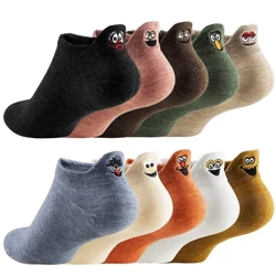 10 Đôi Tất Nữ Dễ Thương Tất Cotton Kawaii Thêu Ngộ nghĩnh Thấp Cắt Tất dành cho Nữ Cô Gái Vớ Mắt Cá Chân Bông Tai Kẹp Trường Nữ Sinh quà Tặng
