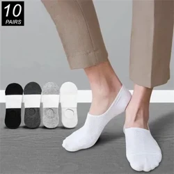 10 Pâr o Llongau Cyflym Sanau Cychod Cotwm Anweledig Dynion Rhedeg Gwrth-lithro Lliw Solid Menywod Sanau Ffêr Haf Toriad Isel