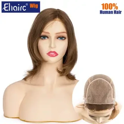 Perimer Europäesch Virgin Mënsch Hoer Perück Nei Sprëtz Spëtzekleeder mat 1 "Franséisch Spëtzefront & Tempel 8" Spëtzefront Mënsch Hoer jiddesch Perücke