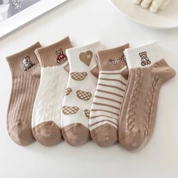 5 Pairs/Lot Socks Wahine Pōkole Kuʻekuʻe wāwae Haʻahaʻa ʻAʻole Hōʻikeʻike Waewaʻi Naʻau Bea Naʻau Paʻi Kula pulupulu Breathable Set Casual Retro