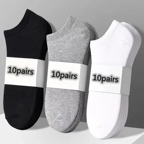 10 pasang/rendah hitam putih abu-abu kaos kaki pria kaos kaki pria kaos kaki olahraga bernapas kaus kaki pendek pria kaos kaki wanita EU37-44