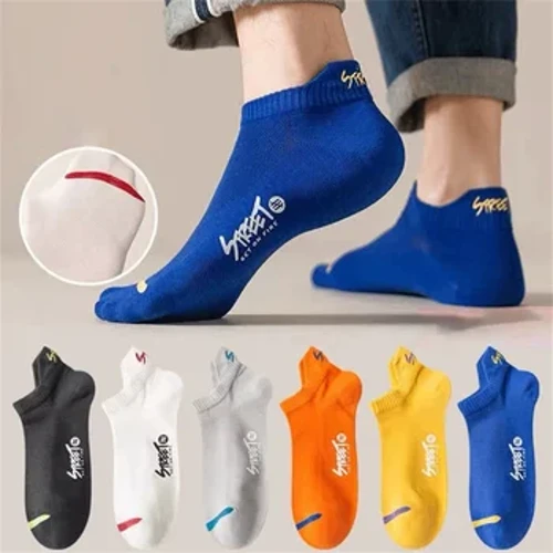 5 pares de calcetines tobilleros deportivos con letras "dulces" para hombre, calcetines atléticos informales de malla transpirable, calcetines cortos finos de tubo bajo para verano