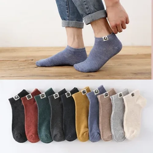 10 Péire Stocaí Gearra bhFear Greannmhar Eachtrannach Lógó Expression Cloth Spring Soladach Samhraidh Cadás Dathúil Fireann Retro Low Tube Ship Socks