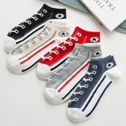 5 pares de calcetines de moda con personalidad, calcetines cortos para hombre, calcetines de algodón de tubo corto de corte bajo, calcetines finos antideslizantes para barco, deportes