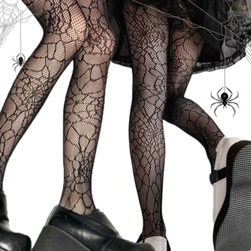 Maitim na Hollowed Out Fishnet Stockings Babae Gothic Spider Web Fish Net Black Silk Stocking Spring at Summer Manipis Pantyhose Tights