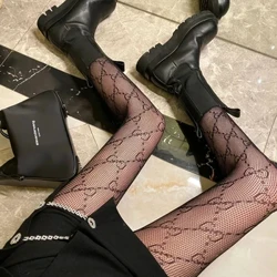 Stocaí Sexy Mná 1Pair Double G Fishnet Riteoga Dubha Bean Mogalra Beag patrúnaithe Hollow Out Pantyhoses Éadaí sráide