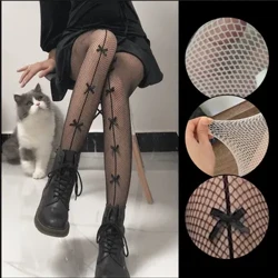 Stocaí Bow Lása Hollowed 2024 Sexy Black Mogaill Stocaí Bow Sweet Lolita Stocaí Bow Pantyhose Sexy caol Fishnet Pantyhose Riteoga Mná