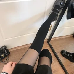 Riteoga Mná Sexy Pantyhose Patchwork Bog Thigh Dubh Stocaí Ard Riteoga Mná Mná Hosidery Thar Glúine Stripe Pantyhose