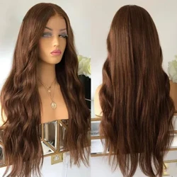 Perucas de cabelo humano europeu, 26 polegadas, densidade 250%, pré-selecionado, onda corporal marrom, 5x5, base de seda, para mulheres com cabelo de bebê, sem cola