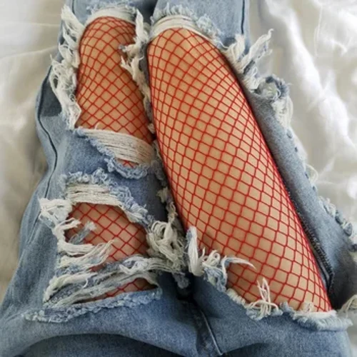 Moud rout mëttel Gitter Fraen Héich Taille Strumpf Fëschnetz Club Strumpfhosen Panty Strécken Netz Strumpfhosen Hosen Mesh Lingerie TT016