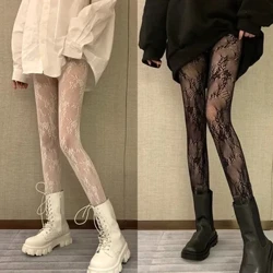 Classico Lolita scavato fuori pizzo calze a rete collant con fondo giapponese Lolita retrò floreale in rattan bianco calza collant caldo
