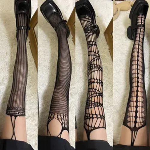 2023 Seksi Kadınlar Düz Renk Hollow Mesh Perspektif Tayt Yaz Çorapları
