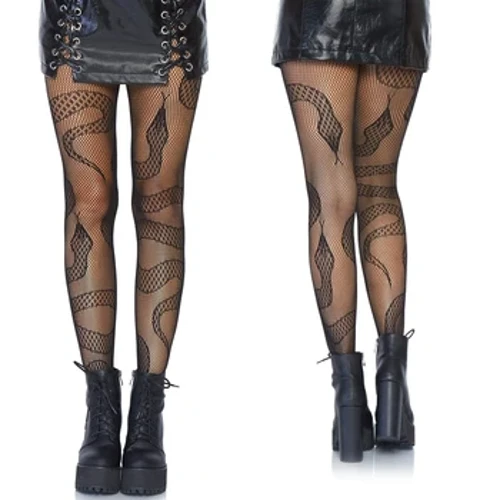 Collants résille alternatifs foncés pour femmes, bonneterie serpent Jacquard