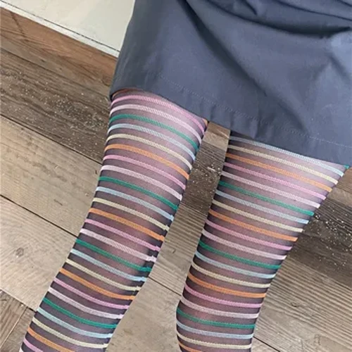 Collants rayés colorés pour femmes, Styles Punk, Lingerie Sexy, bonneterie Y2k pour filles, bas hauts de cuisse