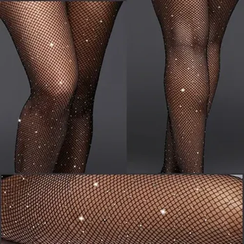 Sexy netting nettingtights for kvinner Full Drill White Tights Hollow Out Design Nylonstoff Komfortabel passform