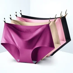 3 stk/sett Ice Silk sømløse truser for kvinner Intimtruser Midt midje Stor størrelse M-4XL Flere fargealternativer Dameundertøy