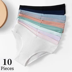 BZEL 10PCS/Set Panties Merched Sexy Anadlu Dillad Isaf Lingerie Cyfforddus Cotwm Striped Briffiau Ffasiwn Isafsig Clyd Gwerthu