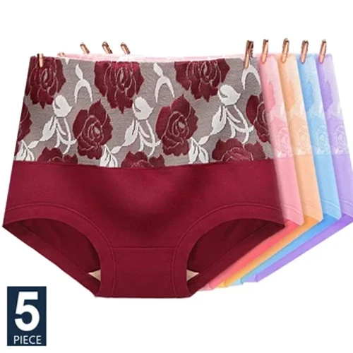 5 adet/takım yüksek bel pamuklu külot kadın vücut zayıflama iç çamaşırı moda baskı külot bayan külot nefes kadın iç çamaşırı
