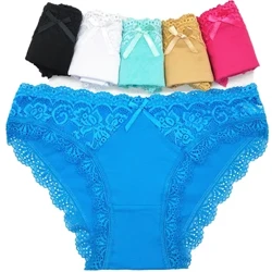 Pamba Briefs Lady 5 PCS/SET Lace Suruali ya Chupi Suruali Isiyo na Mifuko Kwa Nguo za Ndani za Wanawake