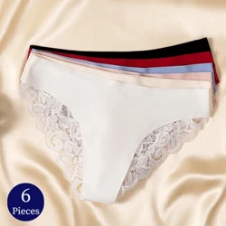 Giczi 6PCS/Seti Suruali za Kike za Lace Nguo ya Ndani ya Satin Inayoweza Kupumua Suruali ya Ndani ya Chupi ya Mwanamke yenye Kustarehesha.