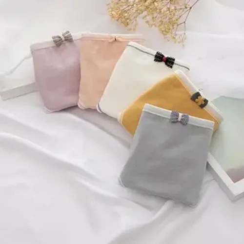 Slip in cotone da donna Mutandine carine da ragazza a vita media Intimo femminile Mutande con fiocco Lingerie morbida e confortevole