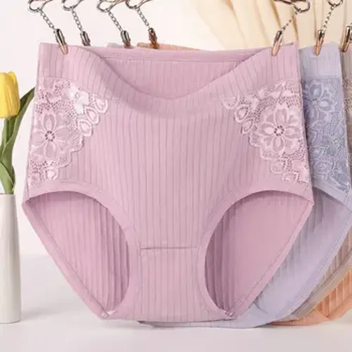 Merched Underpants Lace Clytwaith Uchel Waist Solid Lliw Amddiffynnol Cotwm Meddal Cyfnod Mislif Briff Merched ar gyfer Gwisgo Dyddiol