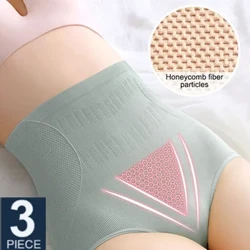 3 bucăți/set sexy modele cu talie înaltă chiloți lenjerie de corp pentru slăbire burtă slip pentru controlul burticii femei cu picioare mari, fagure de miere