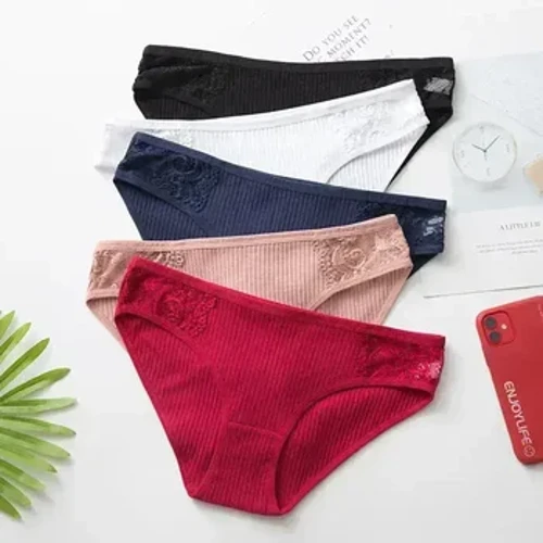 2024 Panty Cotton 3Pcs/lot Mionbhrístíní Soladach na mBan Fo-éadaí Compord Coimrí atá neamhdhíobhálach don chraiceann do Mhná Intleachtí Panty Sexy Íseal-ardú