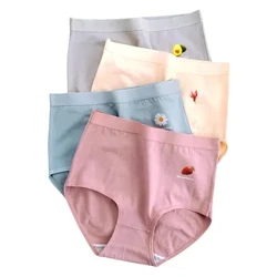 3 PCS/Set Wanita Dicetak Ukuran Besar Celana Dalam Katun Pakaian Dalam Wanita 6 Warna Solid Seksi Wanita Tinggi Naik M-3XL Celana NKT2127