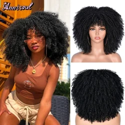 Qisqa afro jingalak jingalak sochli portlashli qora ayollar uchun sintetik tabiiy sarg'ish Cosplay peruklari Yelimsiz yuqori haroratli sochlar