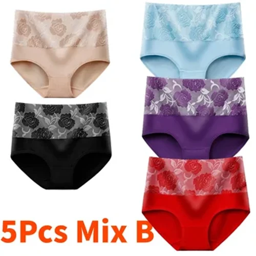 Női bugyi 1/2/3/5 db Női pamut fehérnemű L XL XXL XXXL 4XL 5XL Nagy méretű szexi fehérnemű трусы женские Rövid, magas derék